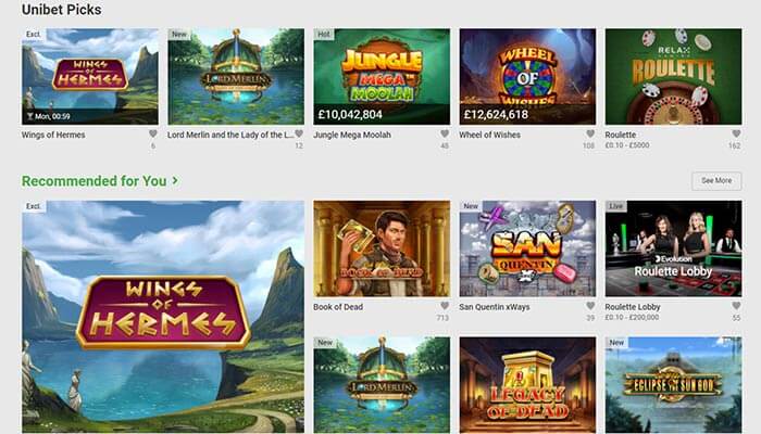 Unibet Casino Games Vorschau